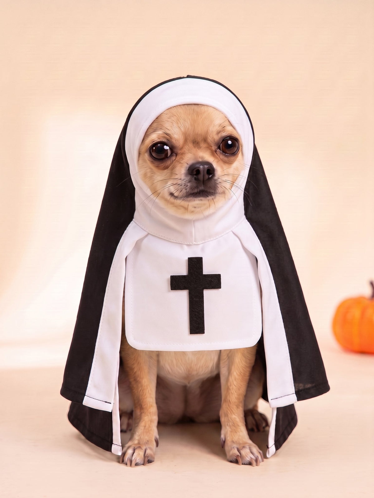 Holy Whiskers nun costume on a chihuahua